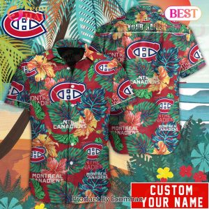 Custom Name NHL Montreal Canadiens Special Hawaiian Tropical Style Button Shirt