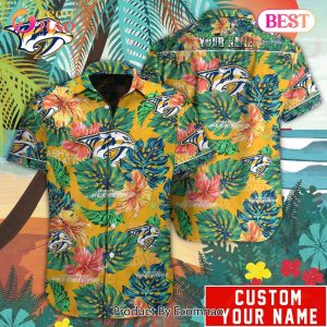 Custom Name NHL Nashville Predators Special Hawaiian Tropical Style Button Shirt