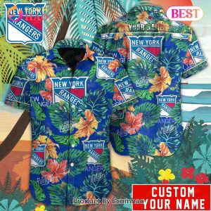 Custom Name NHL New York Rangers Special Hawaiian Tropical Style Button Shirt