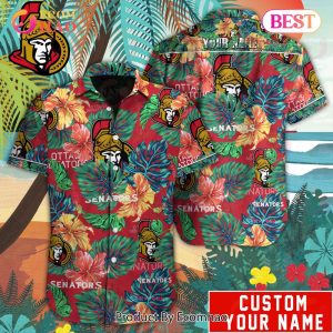 Custom Name NHL Ottawa Senators Special Hawaiian Tropical Style Button Shirt