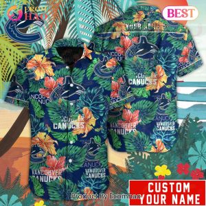 Custom Name NHL Vancouver Canucks Special Hawaiian Tropical Style Button Shirt