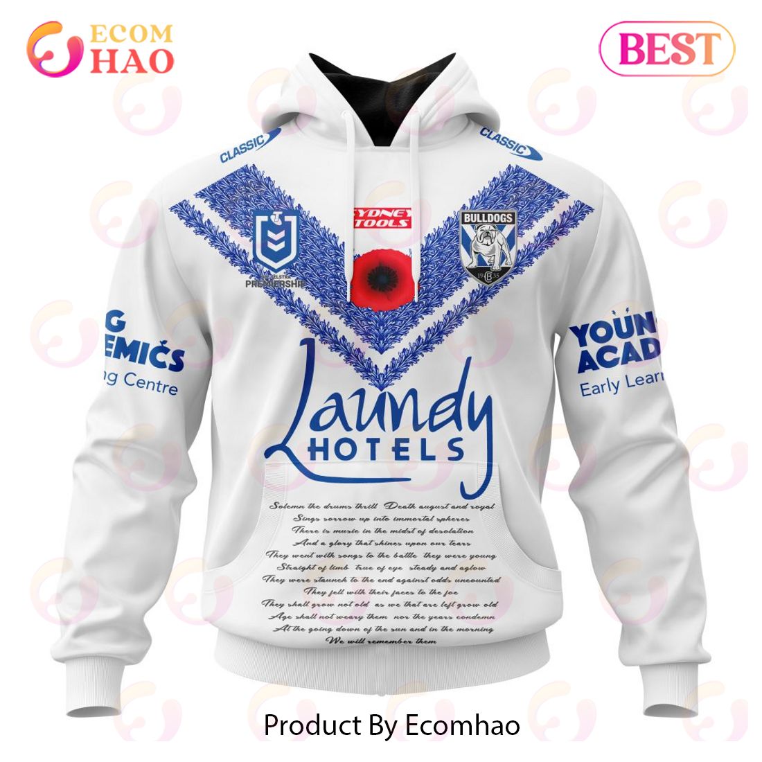 NRL Canterbury-Bankstown Bulldogs Special ANZAC Day Kits 2023 3D Hoodie