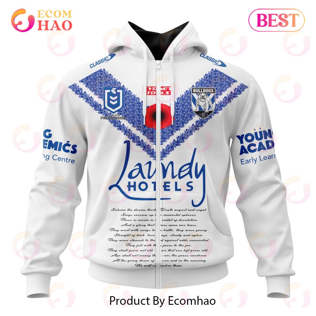 NRL Canterbury-Bankstown Bulldogs Special ANZAC Day Kits 2023 3D Hoodie