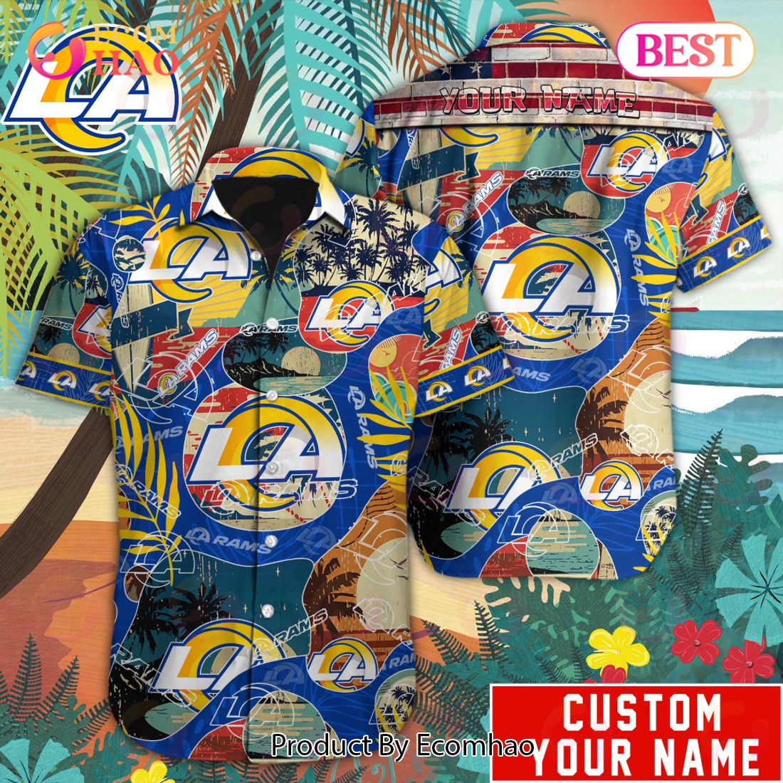 Personalized NFL Los Angeles Rams Special Hawaiian Graphic Button Shirt