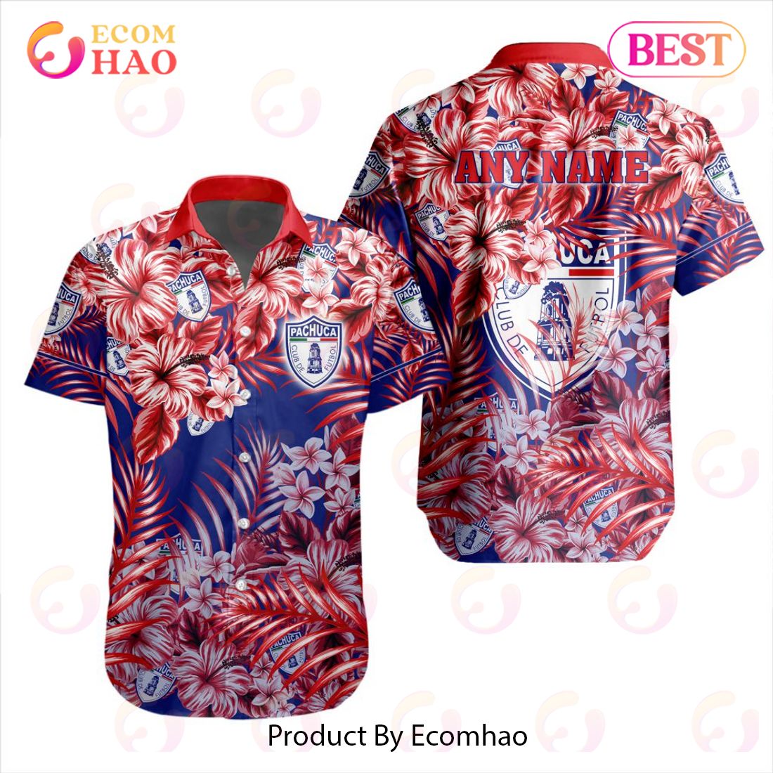 LIGA MX . Pachuca Special Hawaiian Design Button Shirt - Ecomhao Store