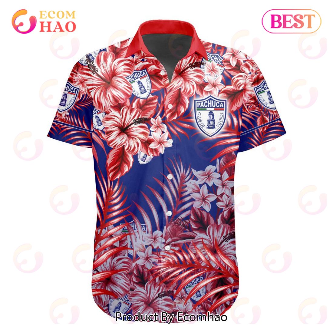 LIGA MX C.F. Pachuca Special Hawaiian Design Button Shirt