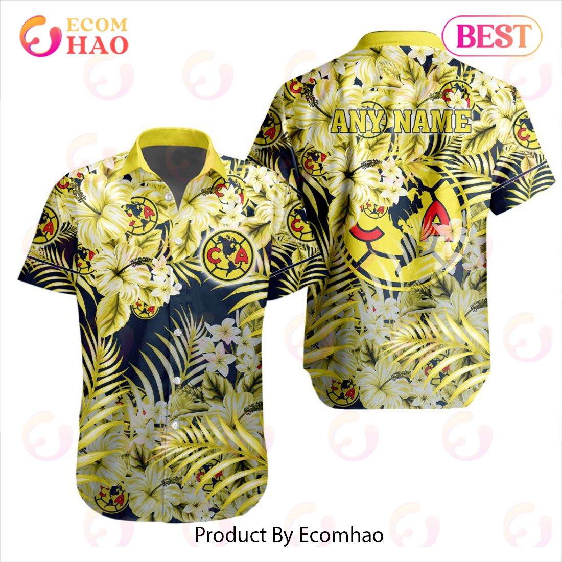 LIGA MX Club America Special Hawaiian Design Button Shirt