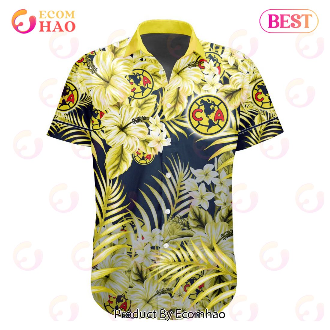 LIGA MX Club America Special Hawaiian Design Button Shirt