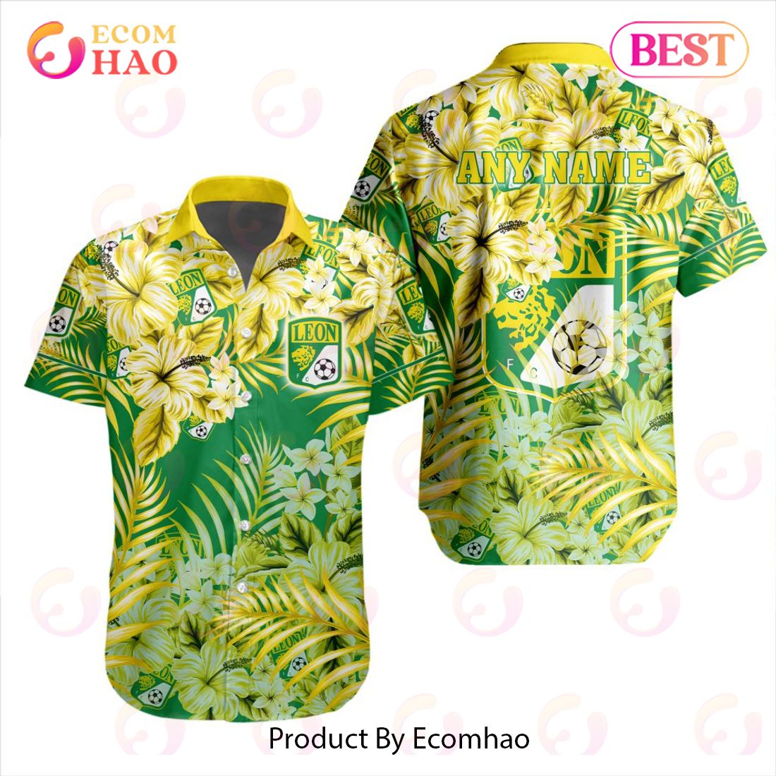 LIGA MX Club Leon Special Hawaiian Design Button Shirt