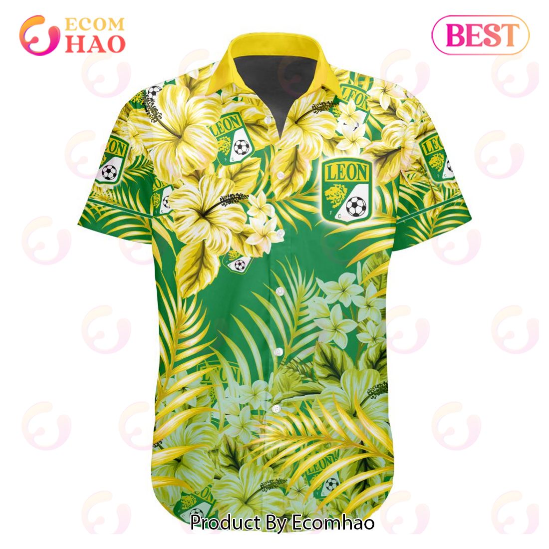 LIGA MX Club Leon Special Hawaiian Design Button Shirt