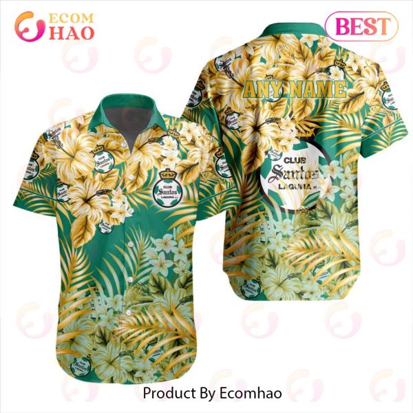 LIGA MX Club Santos Laguna Special Hawaiian Design Button Shirt
