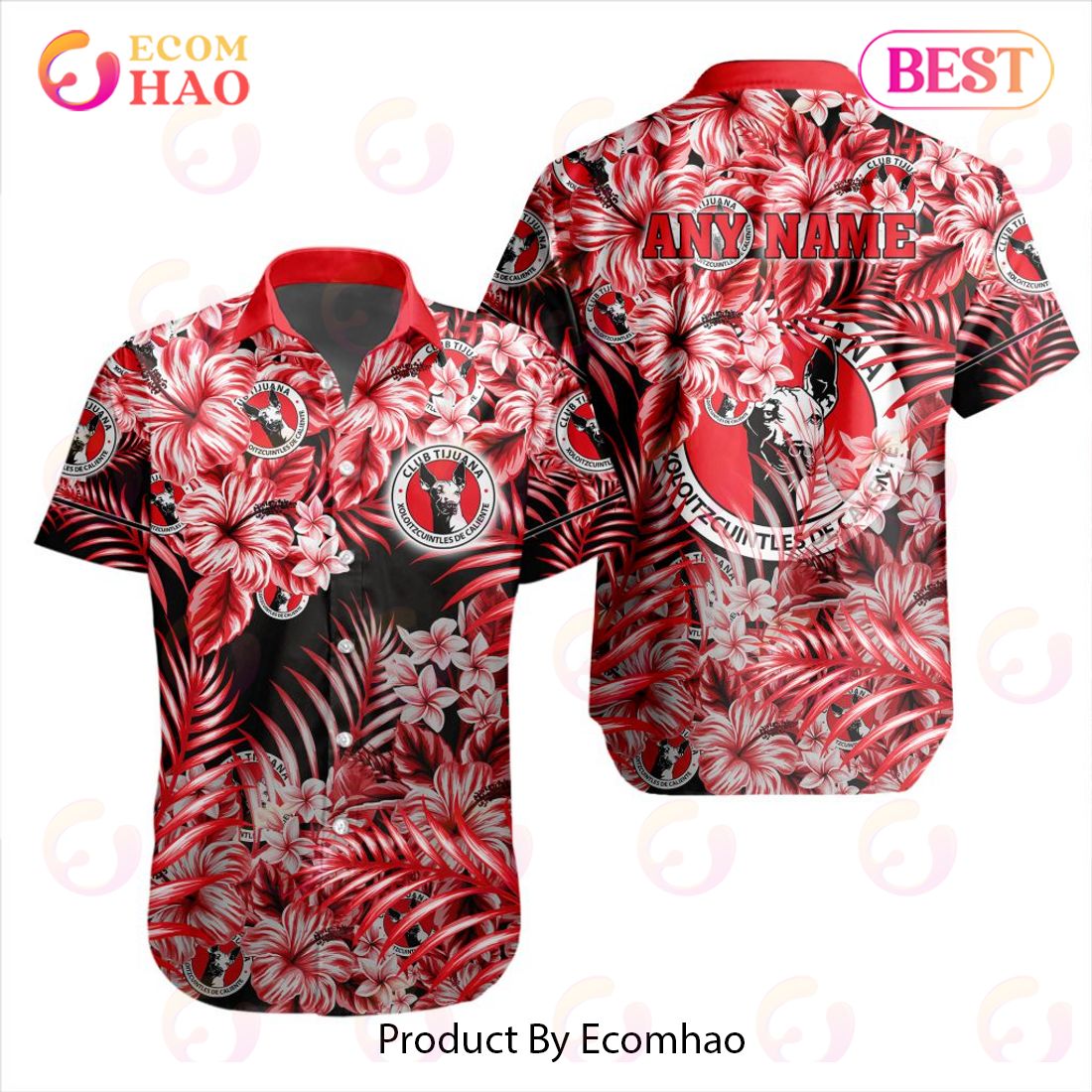 LIGA MX Club Tijuana Special Hawaiian Design Button Shirt