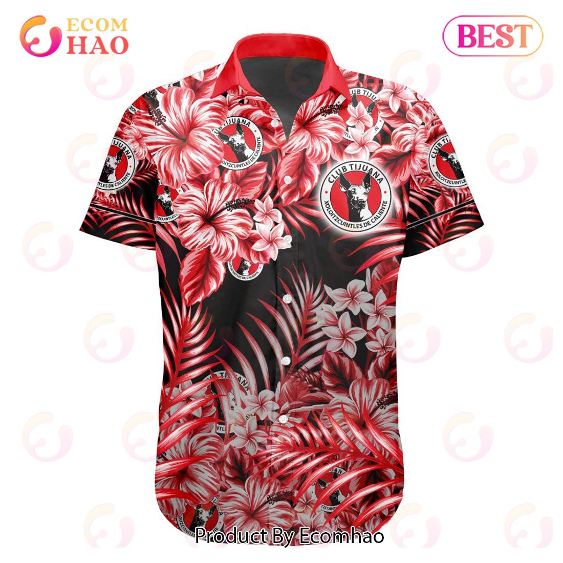 LIGA MX Club Tijuana Special Hawaiian Design Button Shirt