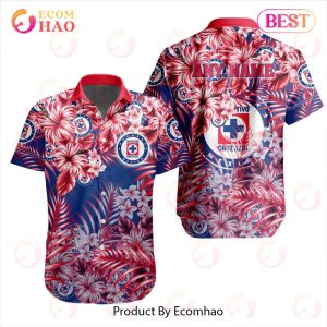 LIGA MX Cruz Azul Special Hawaiian Design Button Shirt