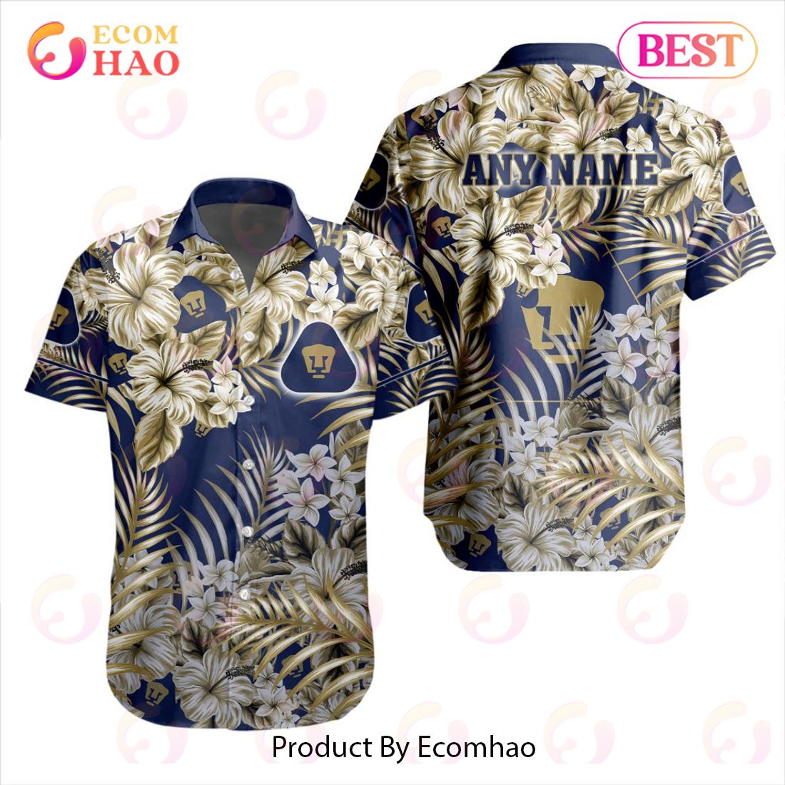 LIGA MX Pumas UNAM Special Hawaiian Design Button Shirt