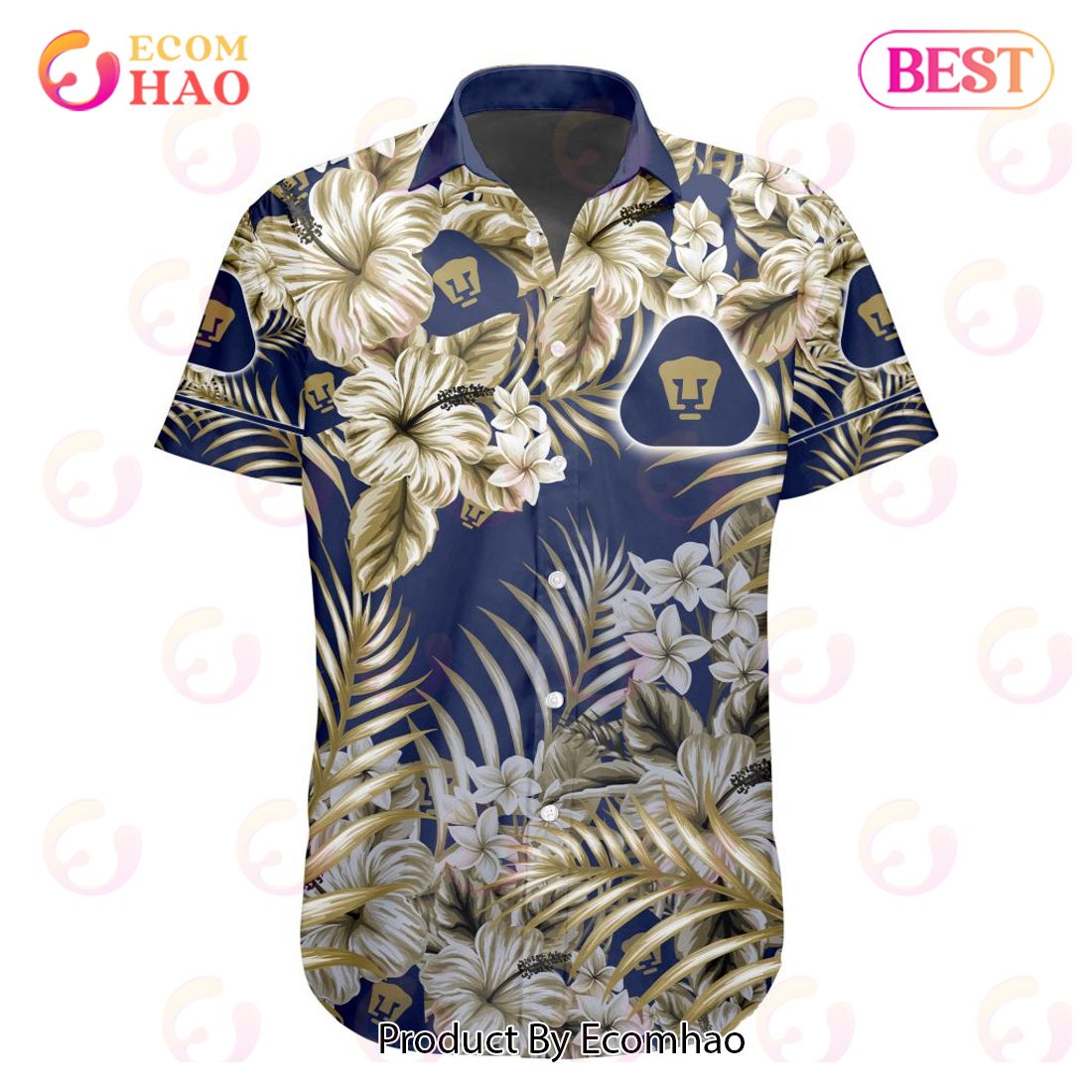 LIGA MX Pumas UNAM Special Hawaiian Design Button Shirt