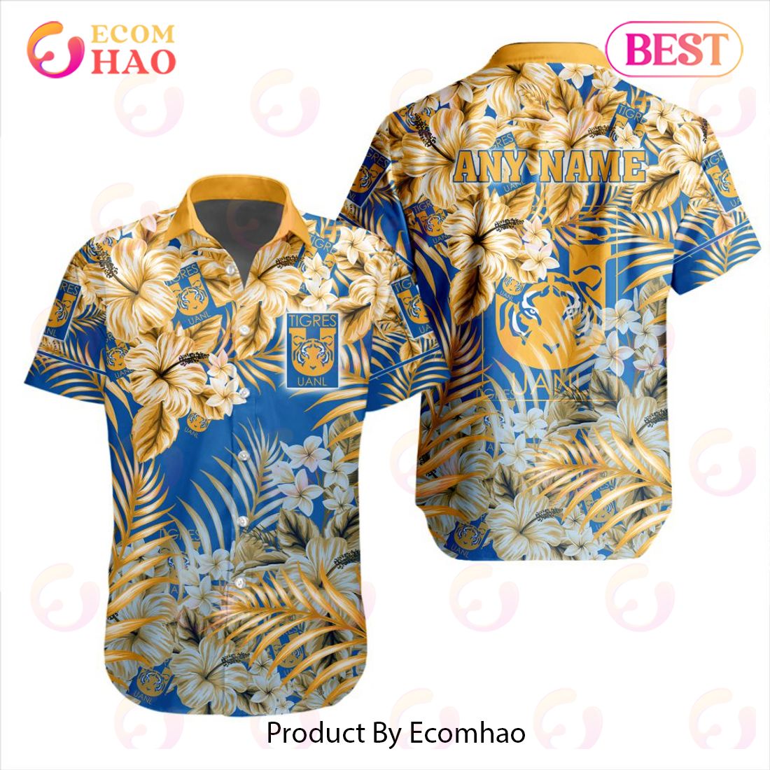 LIGA MX Tigres UANL Special Hawaiian Design Button Shirt