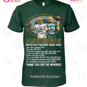 Aaron Rodgers Green Bay Packers 2005 – 2022 Thank You For The Memories T-Shirt