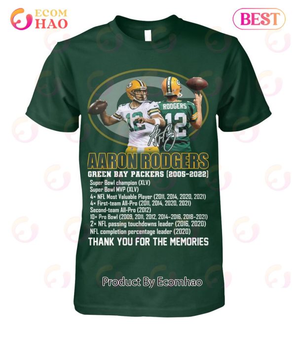 Aaron Rodgers Green Bay Packers 2005 – 2022 Thank You For The Memories T-Shirt