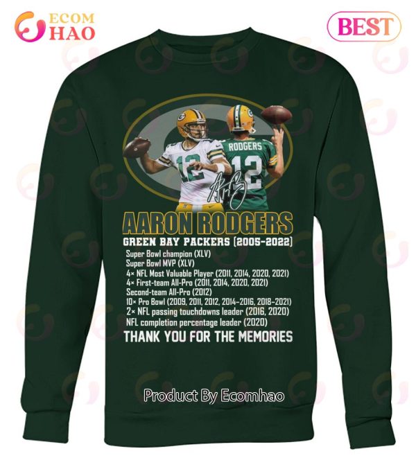 Aaron Rodgers Green Bay Packers 2005 – 2022 Thank You For The Memories T-Shirt