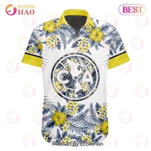 LIGA MX Club America Specialized With Floral Design Hawaiian Shirt