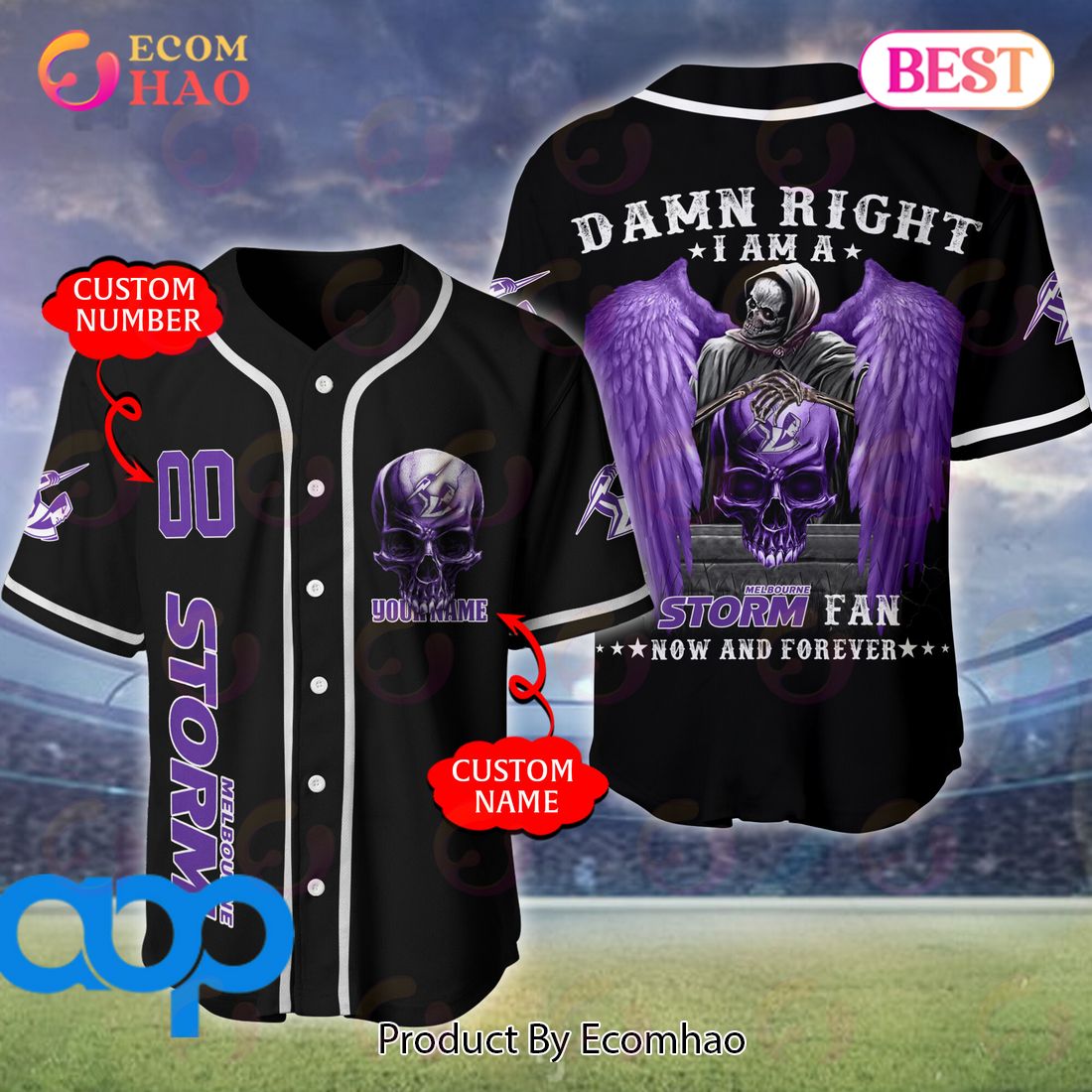 Melbourne Storm NRL 3D Personalized Baseball Jersey