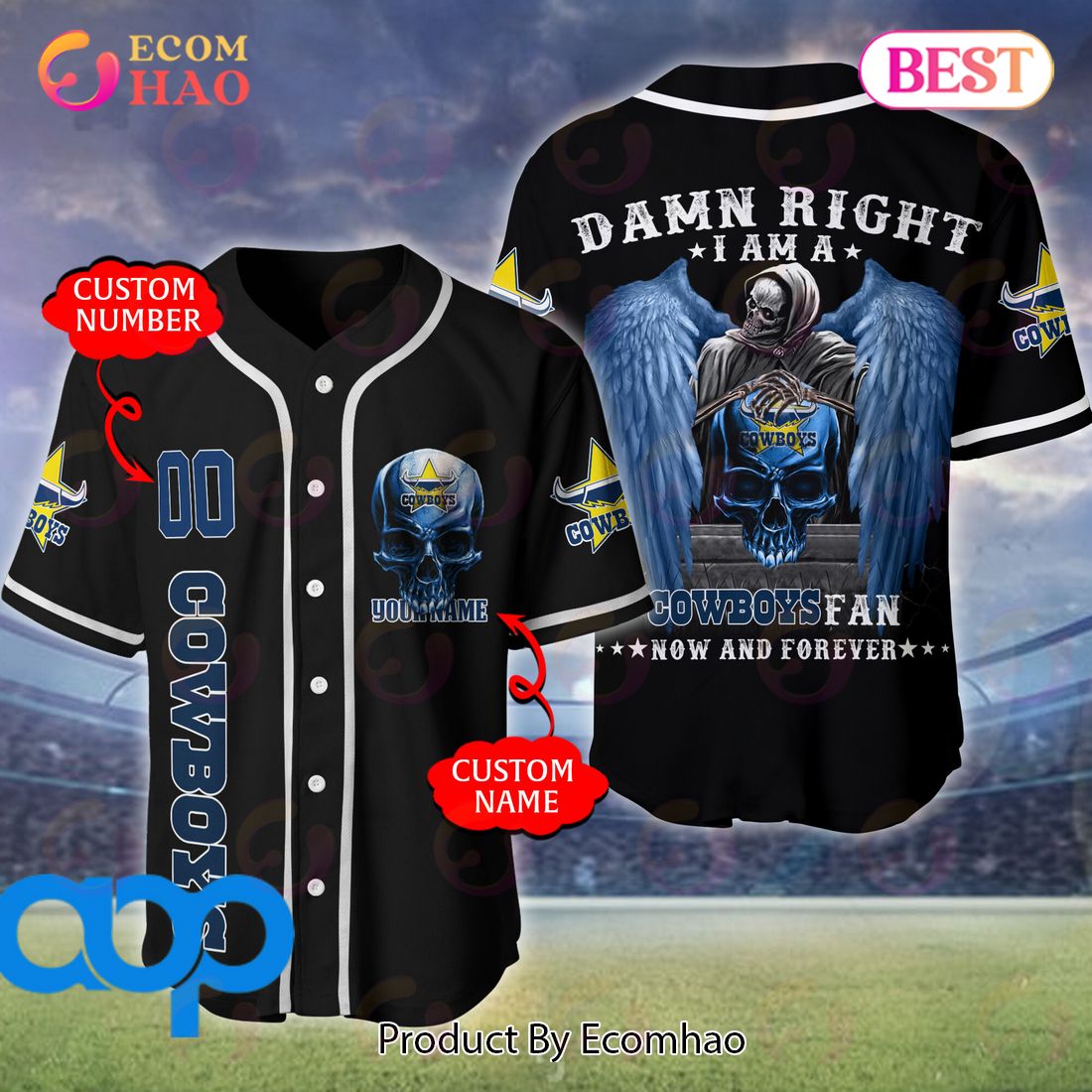 North Queensland Cowboys NRL 3D Personalized Baseball Jersey