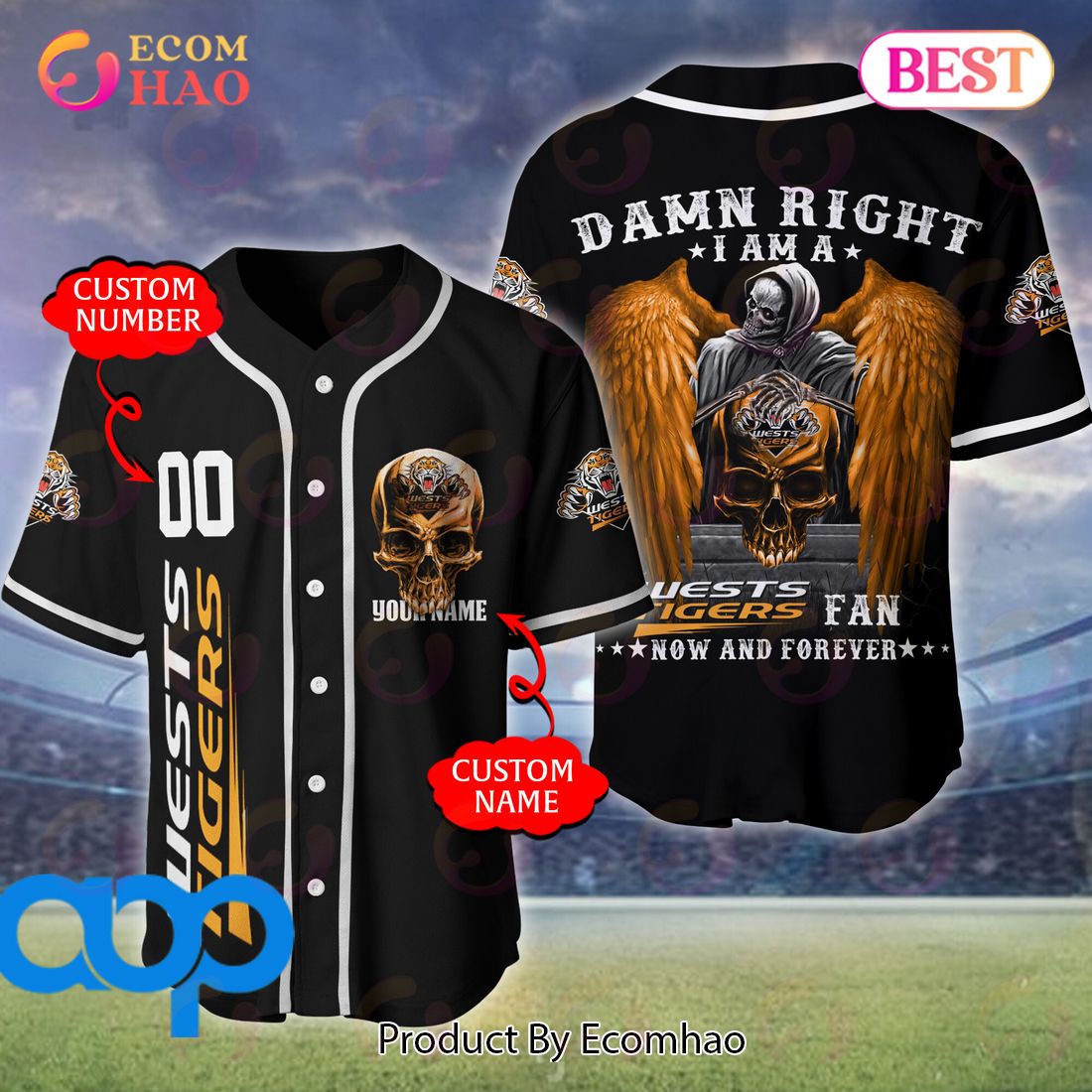 Sydney Roosters NRL 3D Personalized Baseball Jersey