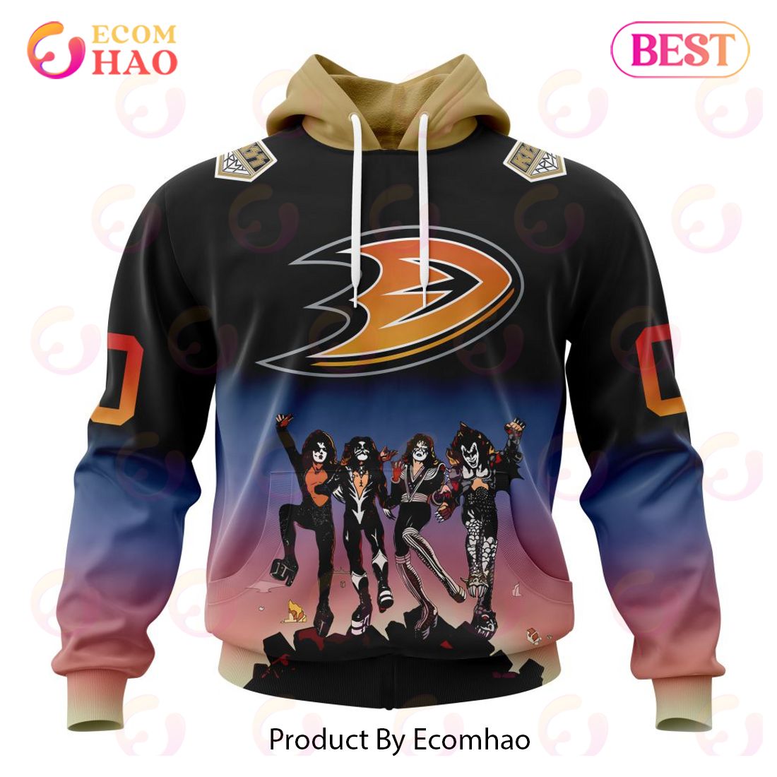 NHL Anaheim Ducks X KISS Band Design 3D Hoodie