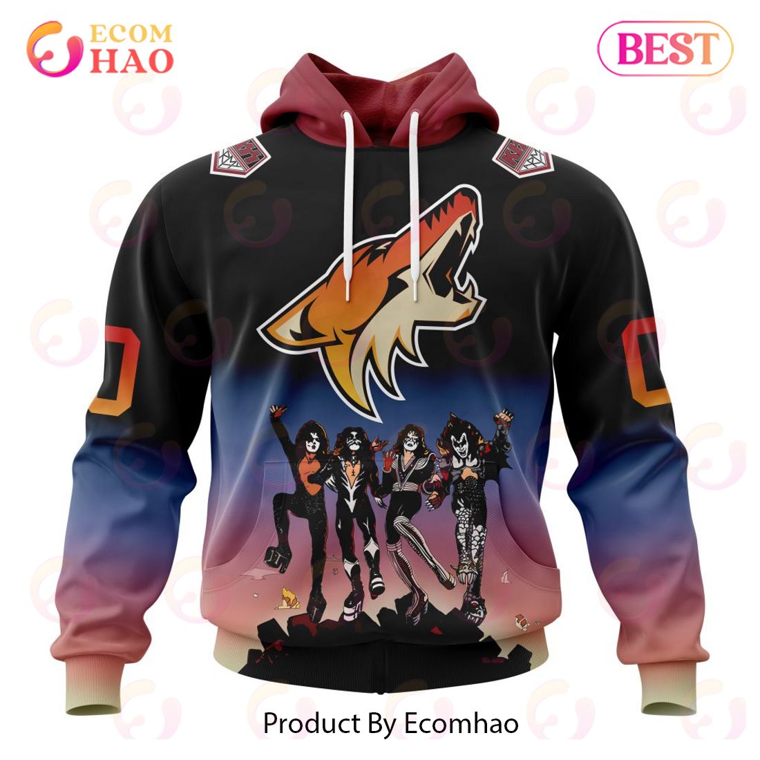 NHL Arizona Coyotes X KISS Band Design 3D Hoodie