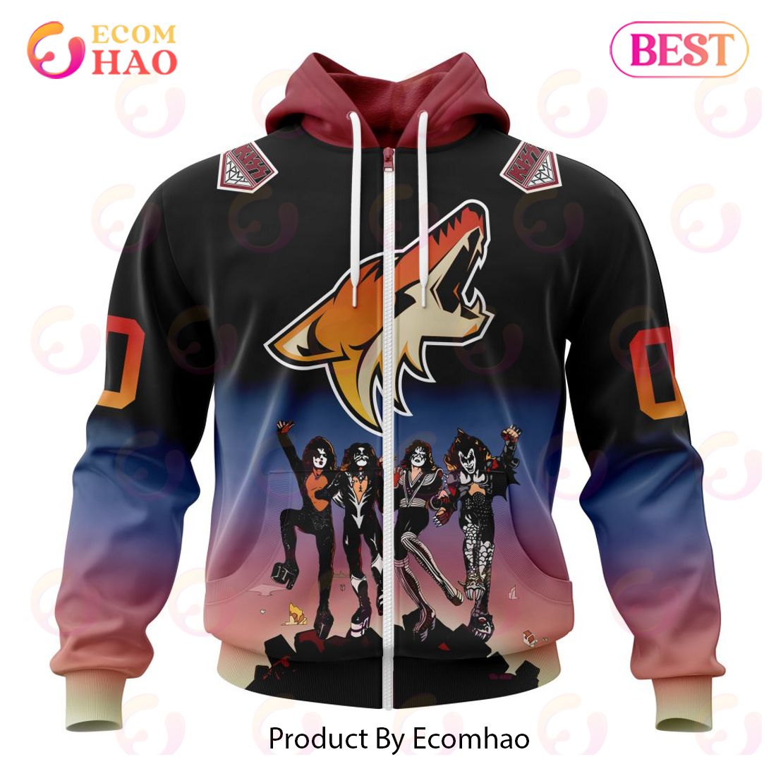 NHL Arizona Coyotes X KISS Band Design 3D Hoodie