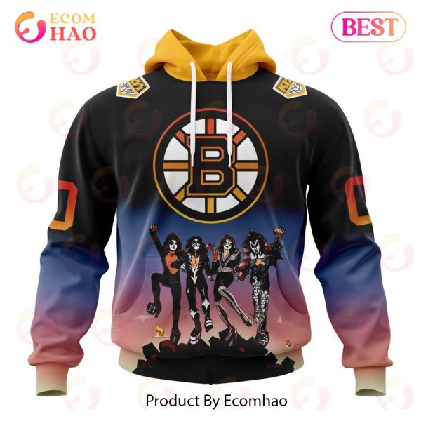 NHL Boston Bruins X KISS Band Design 3D Hoodie