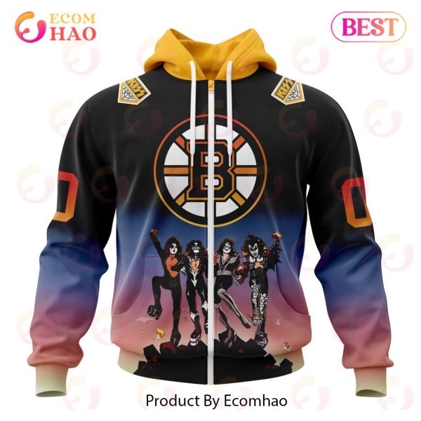 NHL Boston Bruins X KISS Band Design 3D Hoodie