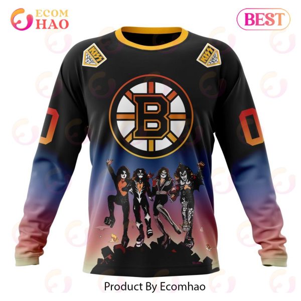 NHL Boston Bruins X KISS Band Design 3D Hoodie