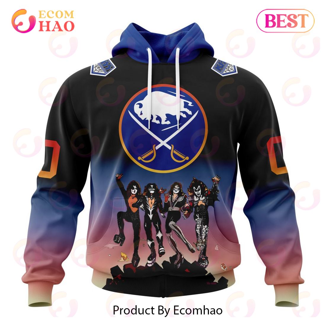 NHL Buffalo Sabres X KISS Band Design 3D Hoodie