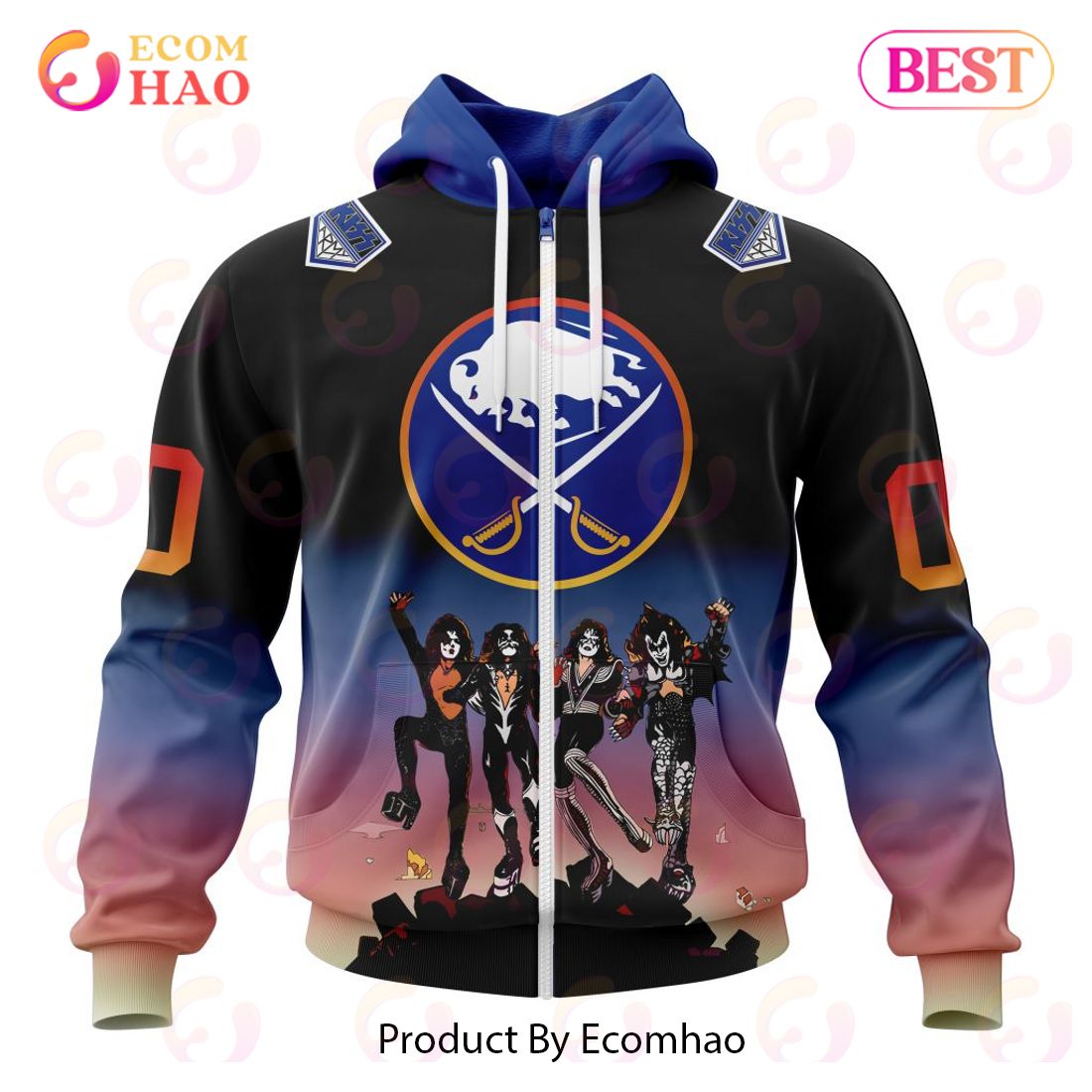 NHL Buffalo Sabres X KISS Band Design 3D Hoodie