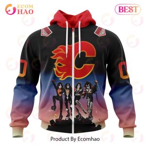 NHL Calgary Flames X KISS Band Design 3D Hoodie