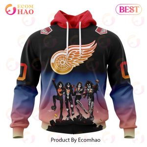 NHL Detroit Red Wings X KISS Band Design 3D Hoodie