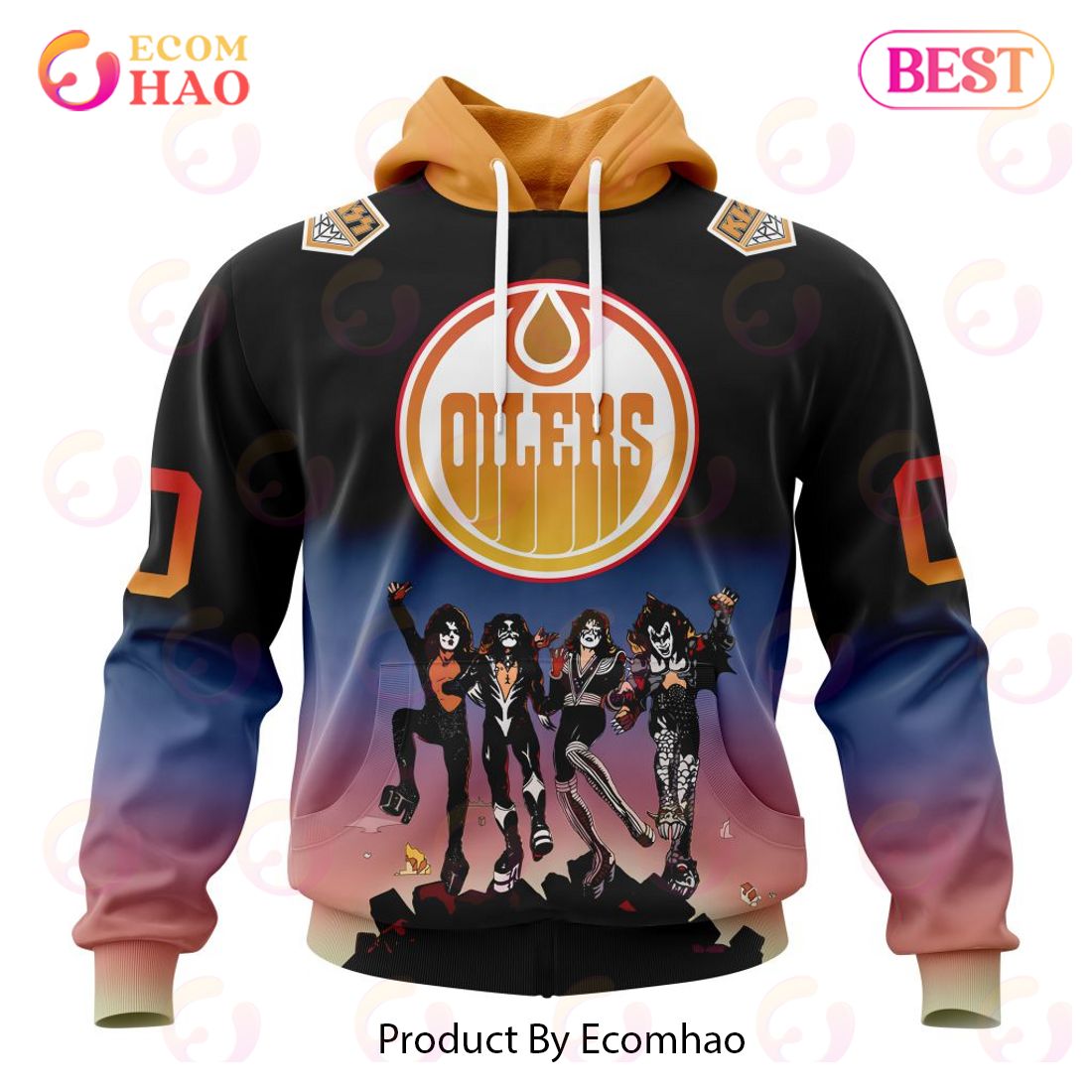 NHL Edmonton Oilers X KISS Band Design 3D Hoodie