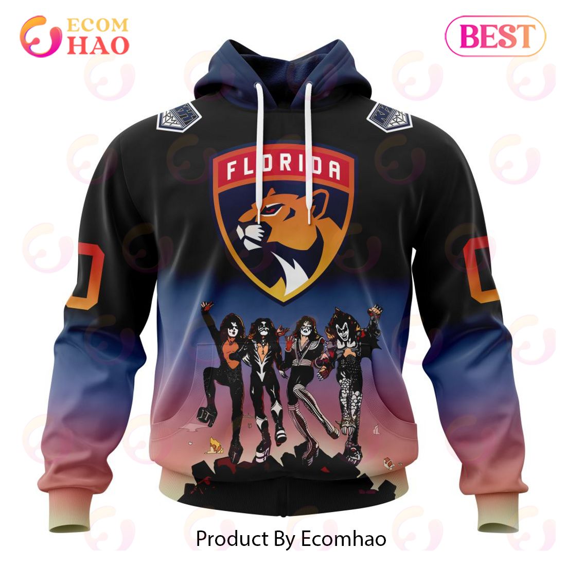 NHL Florida Panthers X KISS Band Design 3D Hoodie