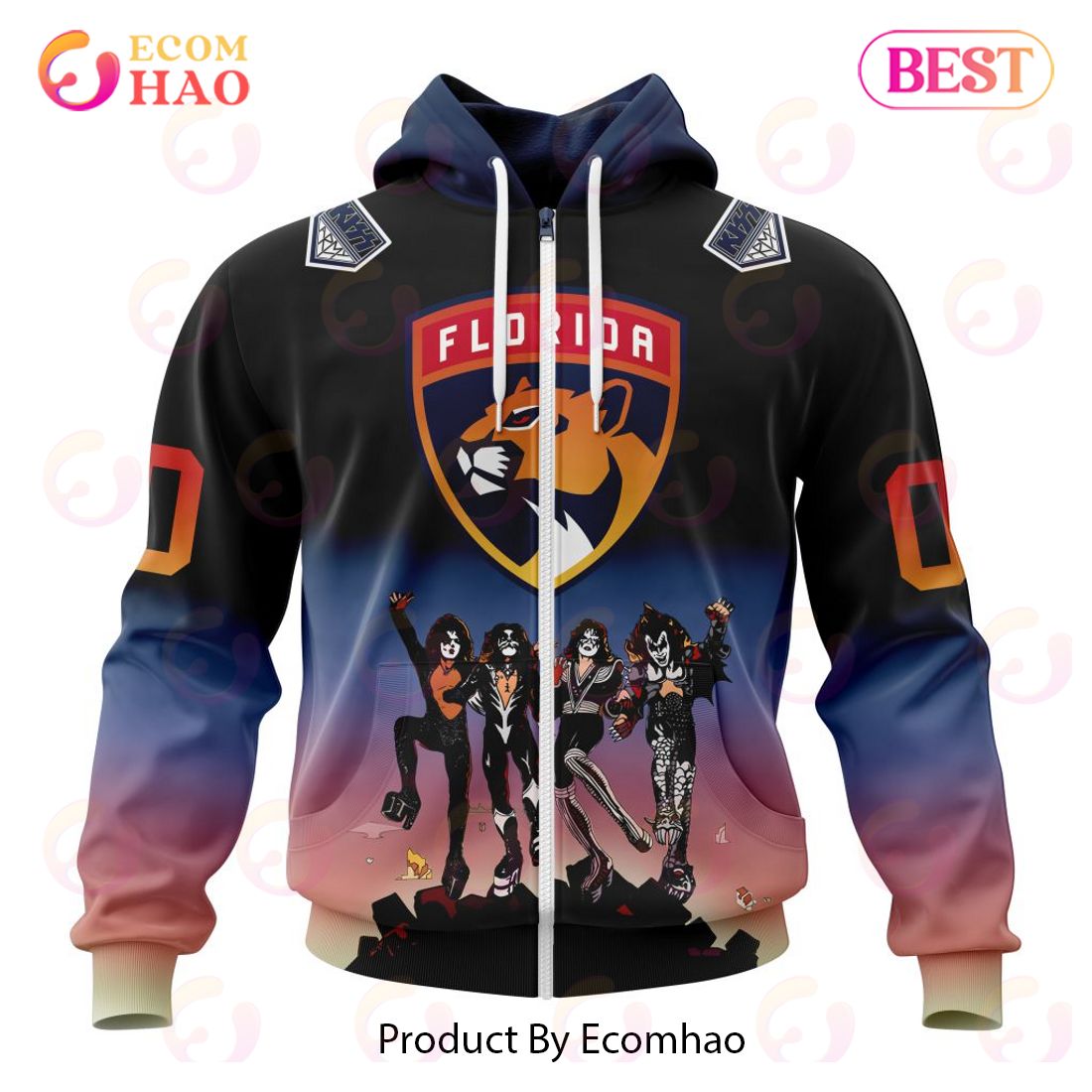 NHL Florida Panthers X KISS Band Design 3D Hoodie