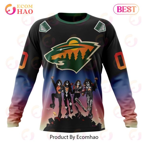 NHL Minnesota Wild X KISS Band Design 3D Hoodie