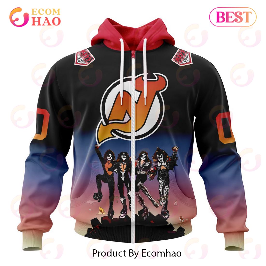 NHL New Jersey Devils X KISS Band Design 3D Hoodie