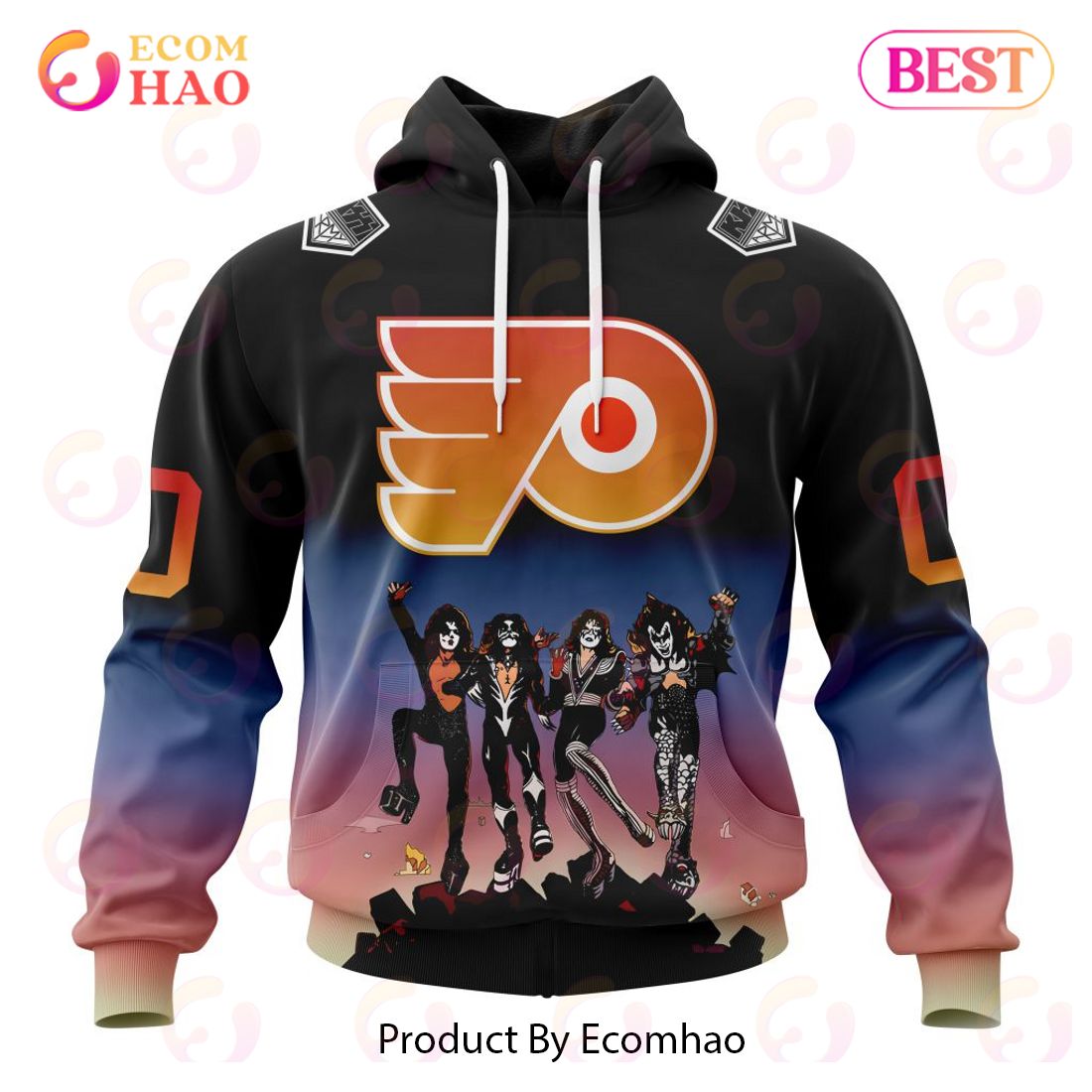 NHL Philadelphia Flyers X KISS Band Design 3D Hoodie