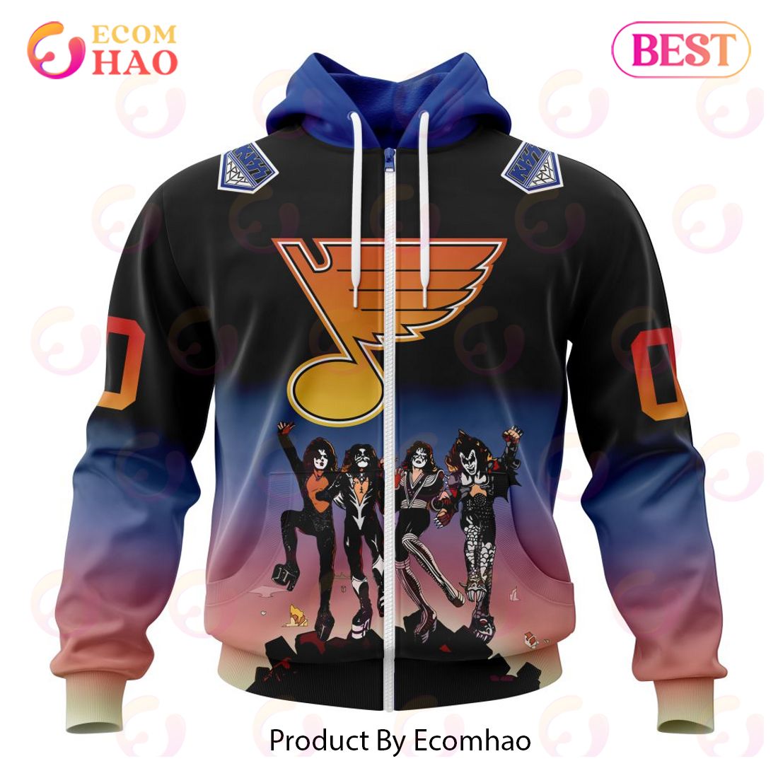 NHL St. Louis Blues X KISS Band Design 3D Hoodie