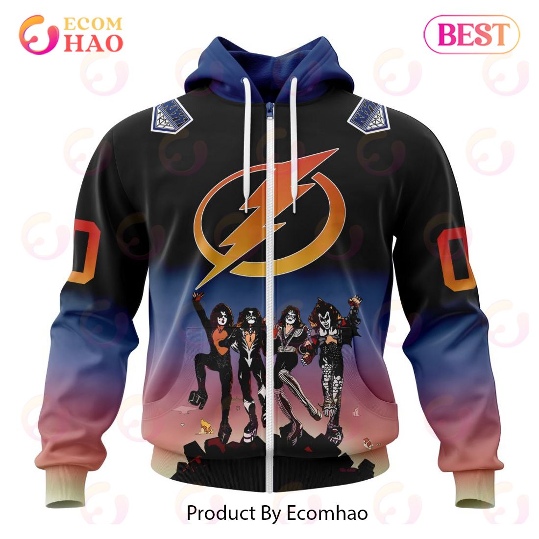 NHL Tampa Bay Lightning X KISS Band Design 3D Hoodie