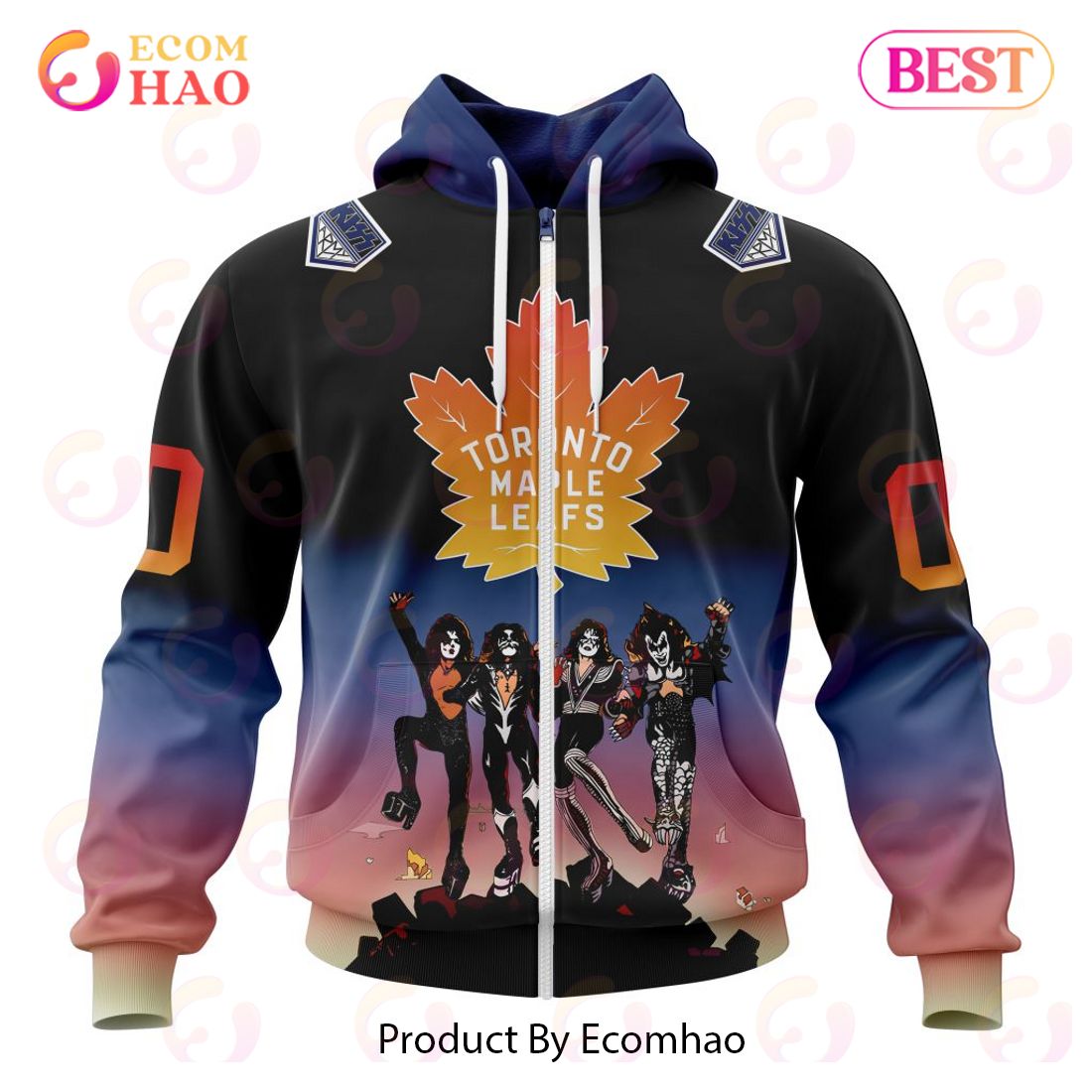 NHL Toronto Maple Leafs X KISS Band Design 3D Hoodie