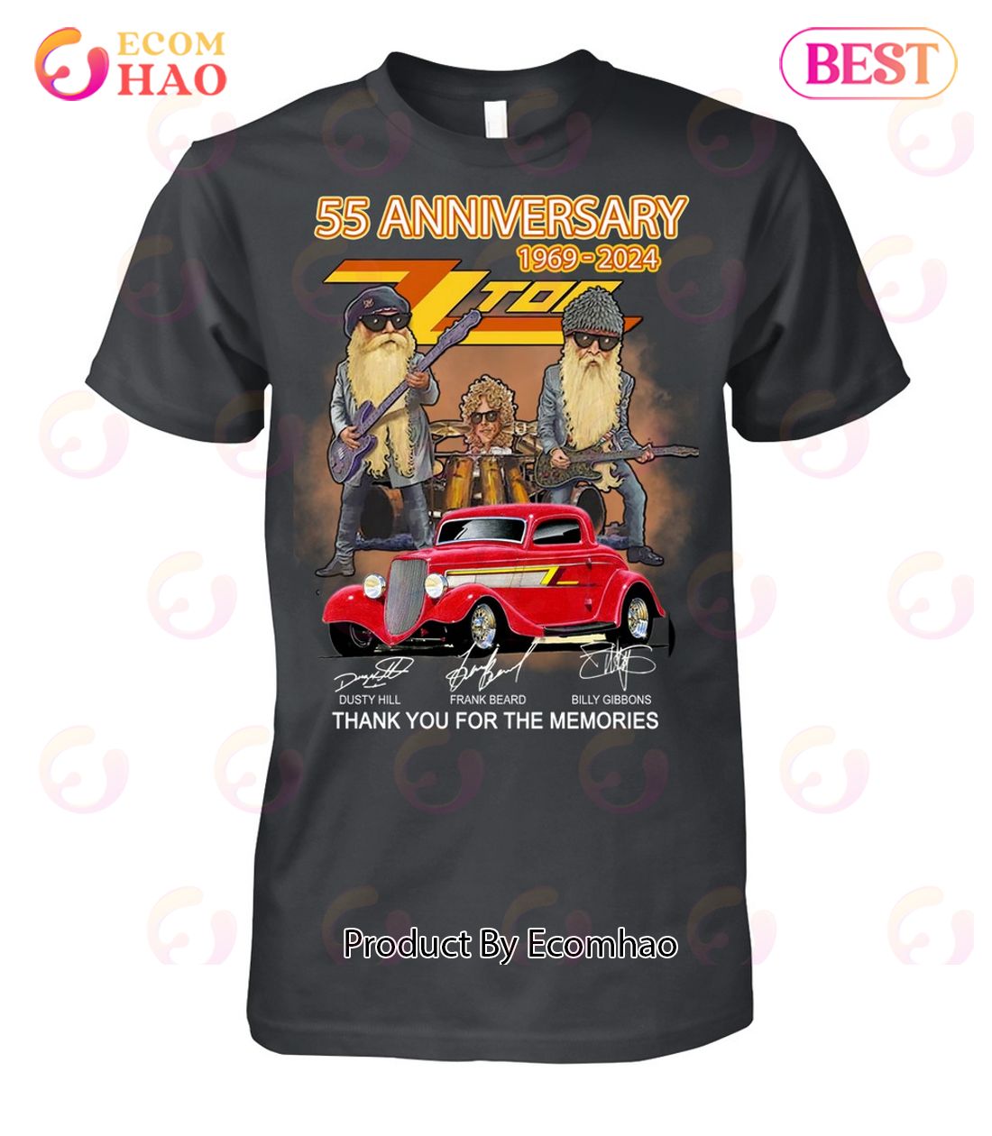 55th Anniversary 1969 – 2024 ZZ Top Thank You For The Memories T-Shirt