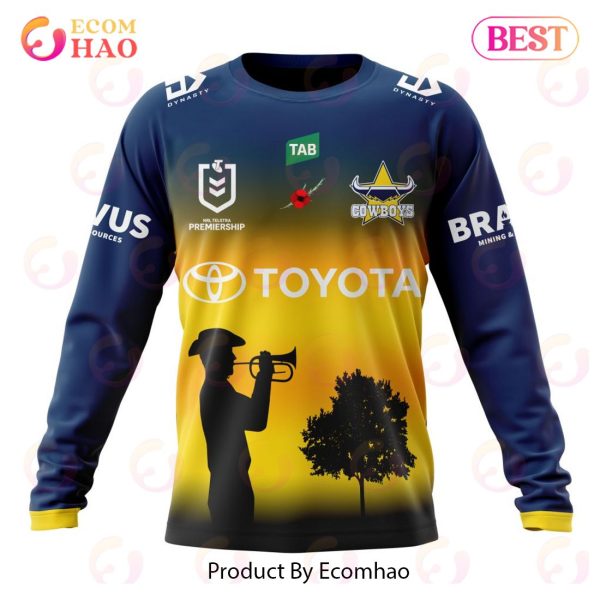 NRL North Queensland Cowboys Special ANZAC Day Kits 2023 3D Hoodie