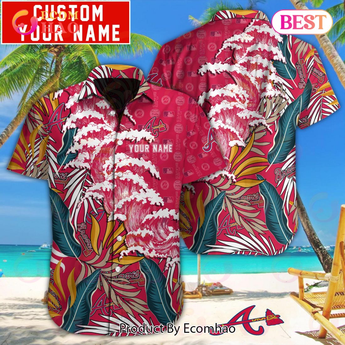 MLB Atlanta Braves Special Hawaiian Design Button Shirt